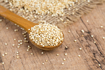 quinoa in a wooden spoon