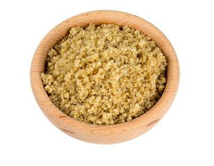 cooked quinoa in a bowl isolated