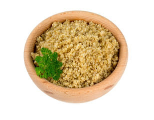 cooked quinoa in a bowl isolated