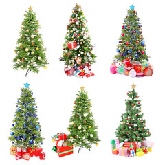 Christmas trees with gifts collage