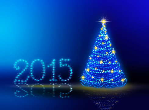 New Year 2015 background and christmas tree.