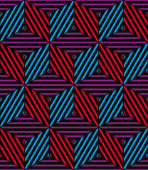 Lined 3d boxes seamless pattern, geometric vector background.