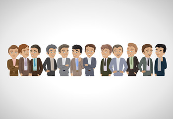 Group Of Business Men - Isolated On Gray Background