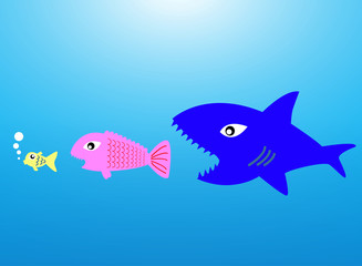 Naklejka premium big fish eat little fish