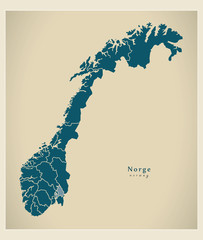 Modern Map - Norway with counties NO