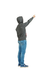 Naklejka premium young man, back, full body in a white background