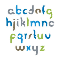 Vector acrylic alphabet letters set, hand-drawn colorful script,