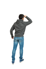 Fototapeta premium Rear view of man looking away