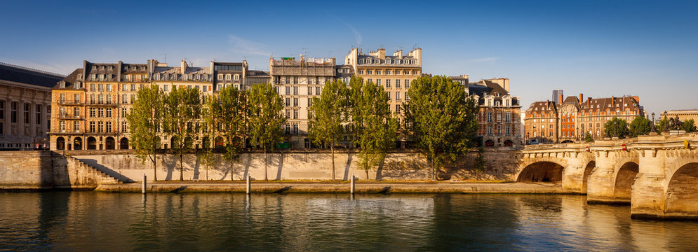 Peaceful summer morning along the River Seine, Paris