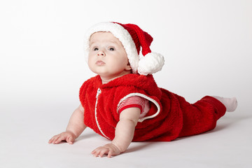 little cute santa portrait on white