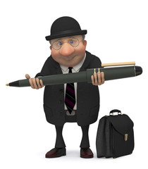 The businessman with the writing handle