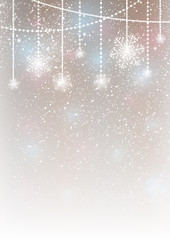 Naklejka na ściany i meble Abstract Christmas background with shiny snowflakes
