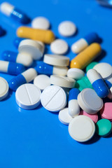 heap of colorful pills. medical background