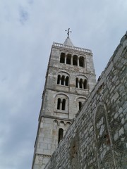 Fototapeta na wymiar The bell tower of St Ann in Rab in Croatia