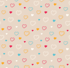 Cute seamless pattern with hearts. Decorative love texture