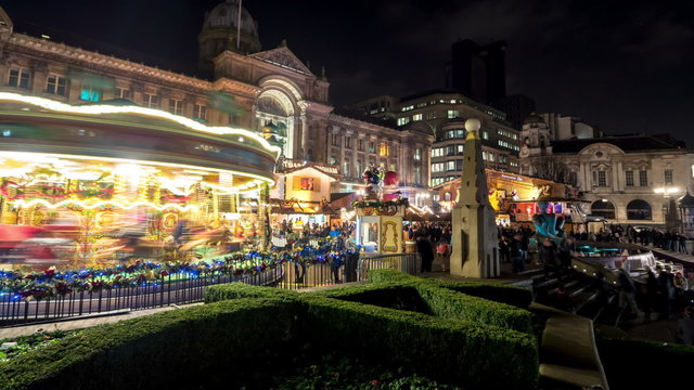 Birmingham German Christmas Market Carousel Time Lapse.