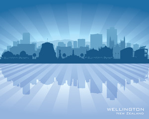 Wellington New Zealand city skyline vector silhouette