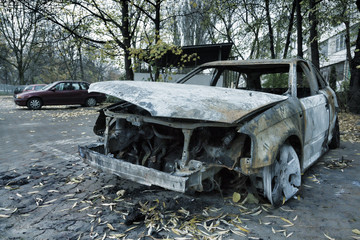 Completely burnt car