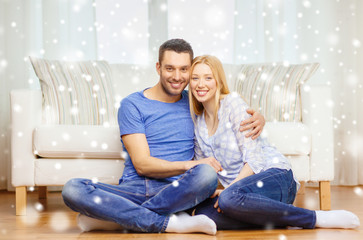 Obraz premium happy couple hugging at home
