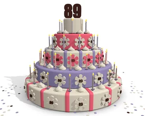 Deurstickers Jarig taart met nummer 89 erop © emieldelange