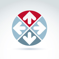 Vector abstract round icon with four arrow, abstract symbol, des
