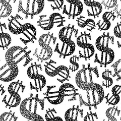 Money theme seamless pattern, Dollar symbols repeating vector ba