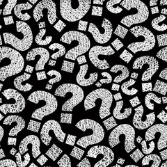 Question marks seamless pattern, vector, hand drawn lines textur