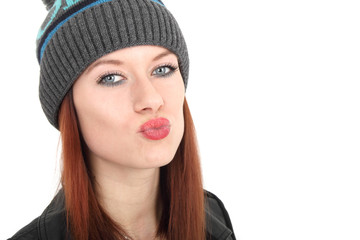 Mädchen mit Kussmund