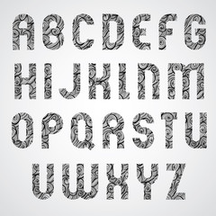 Pattern glamorous black fashionable font, upper case letters.