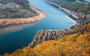 Autumn view of the meanders of the Arda River, Bulgaria