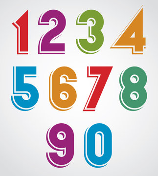 Colorful cartoon rounded numbers with white outline.