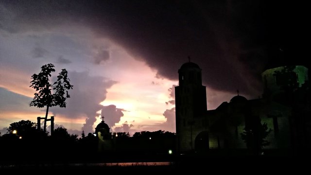 Sky before tornado storm