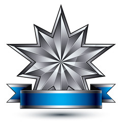 Elegant vector template with polygonal silver star symbol, best