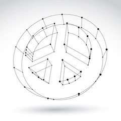 3d mesh monochrome web peace icon isolated on white background,