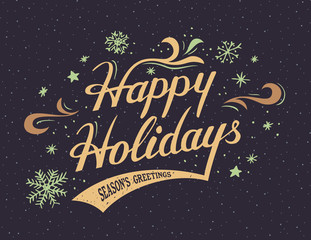 Fototapeta na wymiar Happy Holidays hand-lettering card
