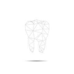 Polygonal blue vector tooth. Abstract illustration
