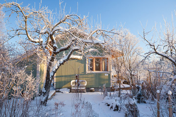 Summer cabin at winter