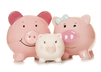 saving money as a family piggy banks