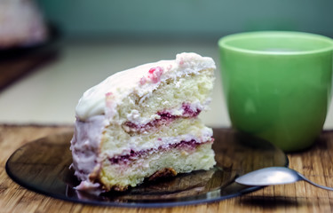 Piece of cake on a plate