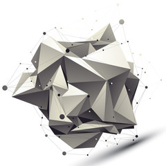 Fototapeta na wymiar 3D mesh modern asymmetric abstract object, origami futuristic sy