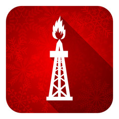gas flat icon, christmas button, oil sign