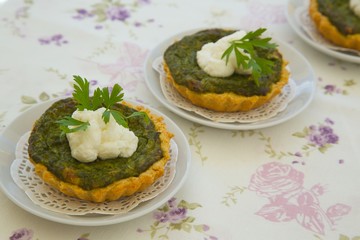 Homemade mini spinach and ricotta tarts