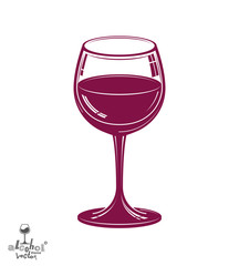 Realistic 3d wineglass, beverage theme illustration. Decorative