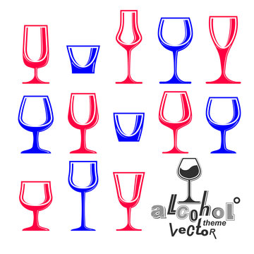 Classic vector goblets collection – martini, wineglass, cognac