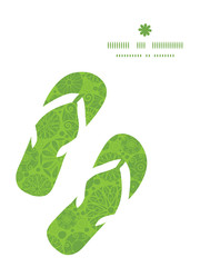 Vector abstract green and white circles flip flops silhouettes