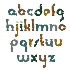 Vector colourful smeared hand-painted small letters isolated on