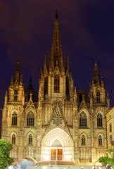 Fototapeta na wymiar evening view of Barcelona Cathedral