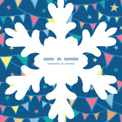 Vector colorful doodle bunting flags Christmas snowflake