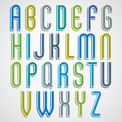 Slim bright animated uppercase letters with rounded corners.