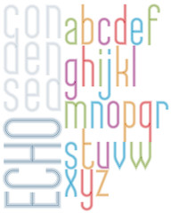 Poster echo light striped font, bright transparent condensed low